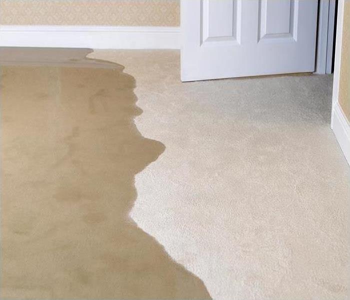 Floor flooded with water.